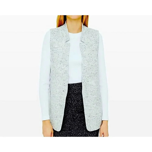Club Monaco wool cotton blend open gray vest warm with pockets small. - Picture 1 of 11